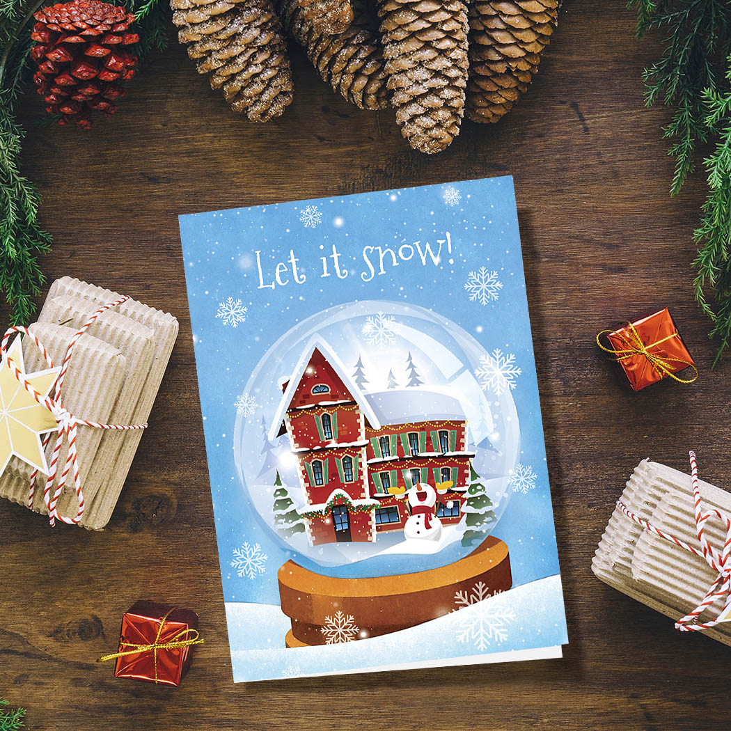 Snow Globe | Blank Greeting Card - SET of 4