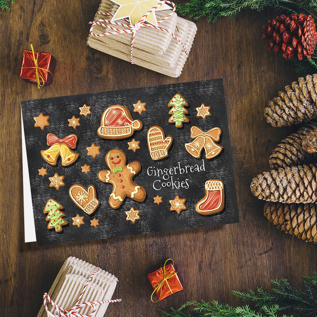Gingerbread Cookies | Blank Greeting Card - SET of 4