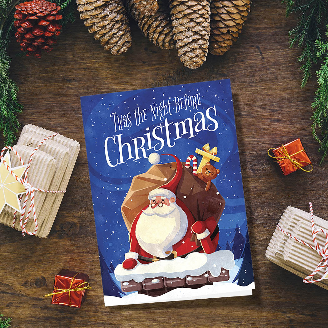 Santa Clause Chimney | Blank Greeting Card - SET of 4