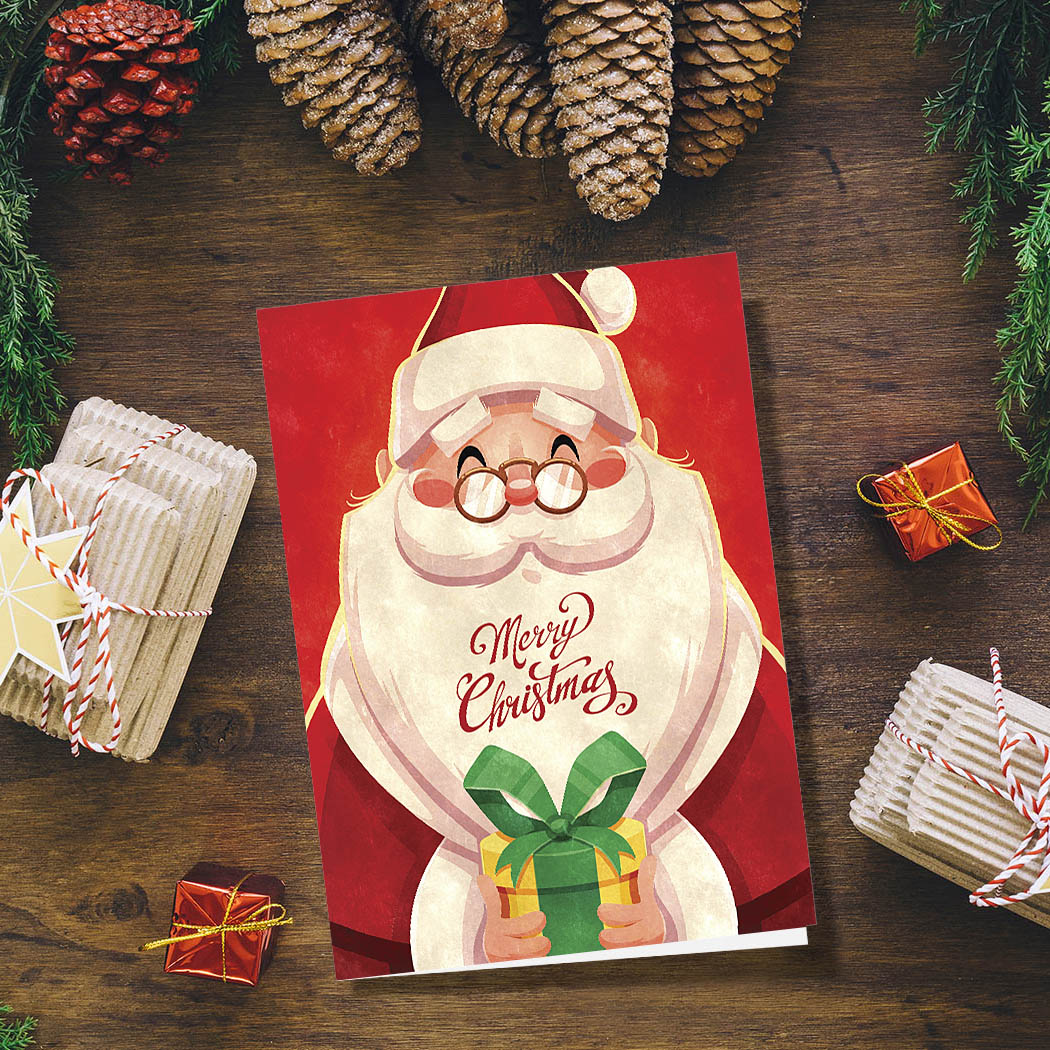 Santa's Gift | Blank Greeting Card - SET of 4