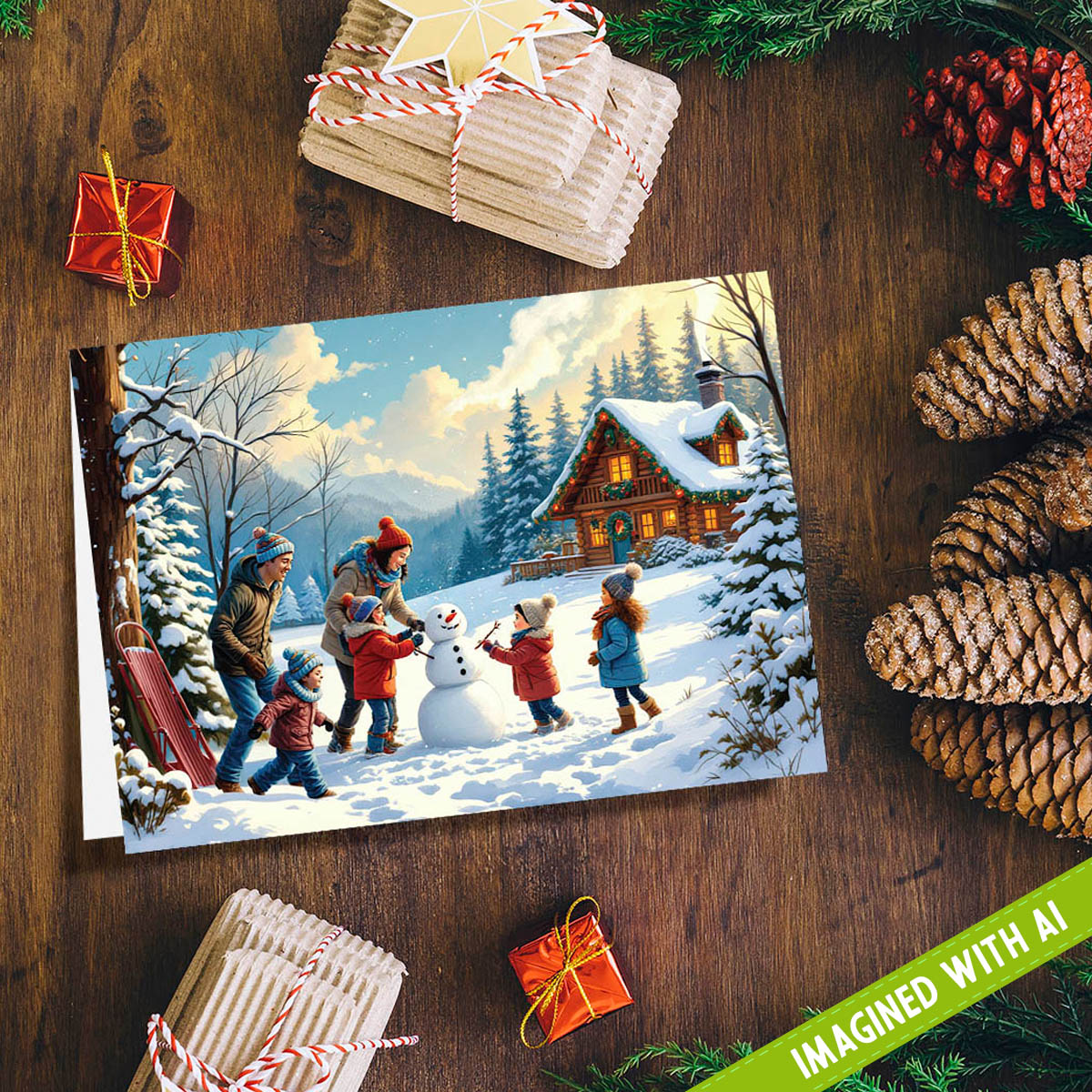 Building a Snowman | Blank Greeting Card - SET of 4