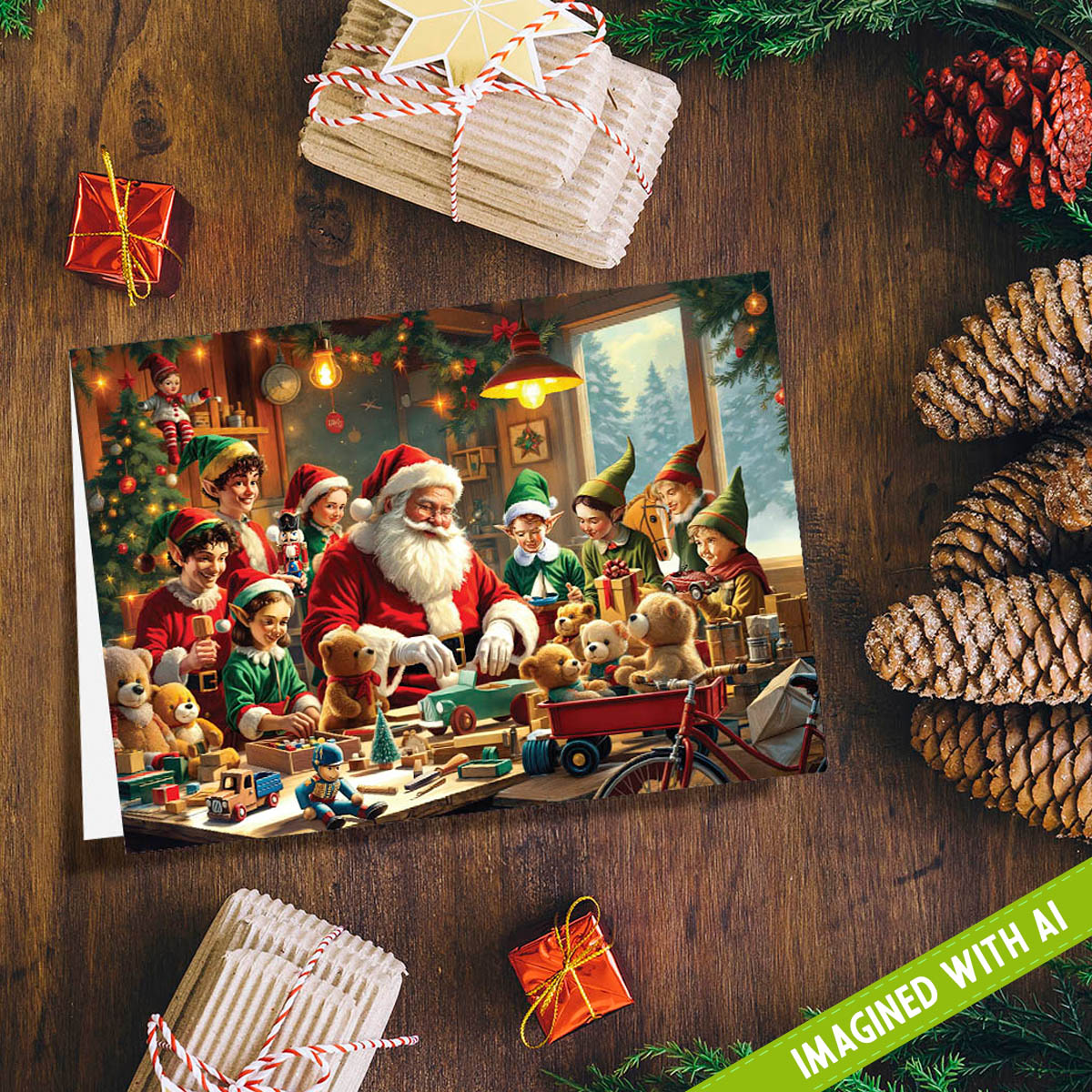 Santa's Workshop | Blank Greeting Card - SET of 4