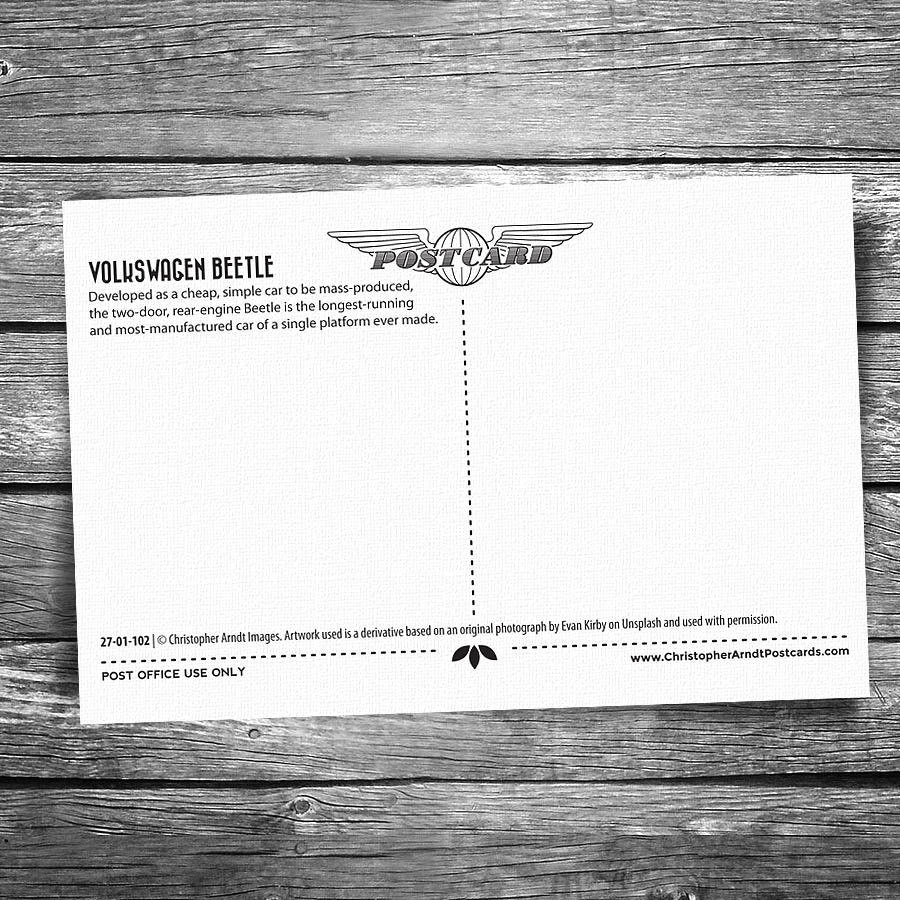 Volkswagen Beetle Postcard – Christopher Arndt Postcard Co