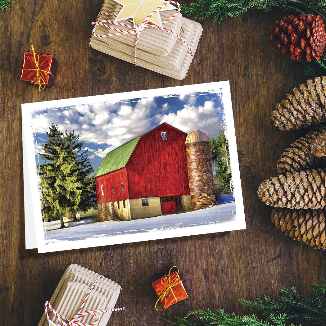 Red Winter Barn | 5x7 Blank Card