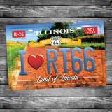 ILLINOIS - I Love Route 66 100th License Plate Postcard | 4x6 Postcard