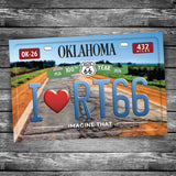 OKLAHOMA - I Love Route 66 100th License Plate Postcard | 4x6 Postcard
