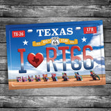 TEXAS - I Love Route 66 100th License Plate Postcard | 4x6 Postcard