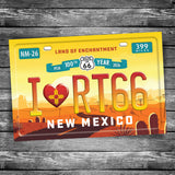 NEW MEXICO - I Love Route 66 100th License Plate Postcard | 4x6 Postcard