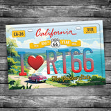 CALIFORNIA - I Love Route 66 100th License Plate Postcard | 4x6 Postcard