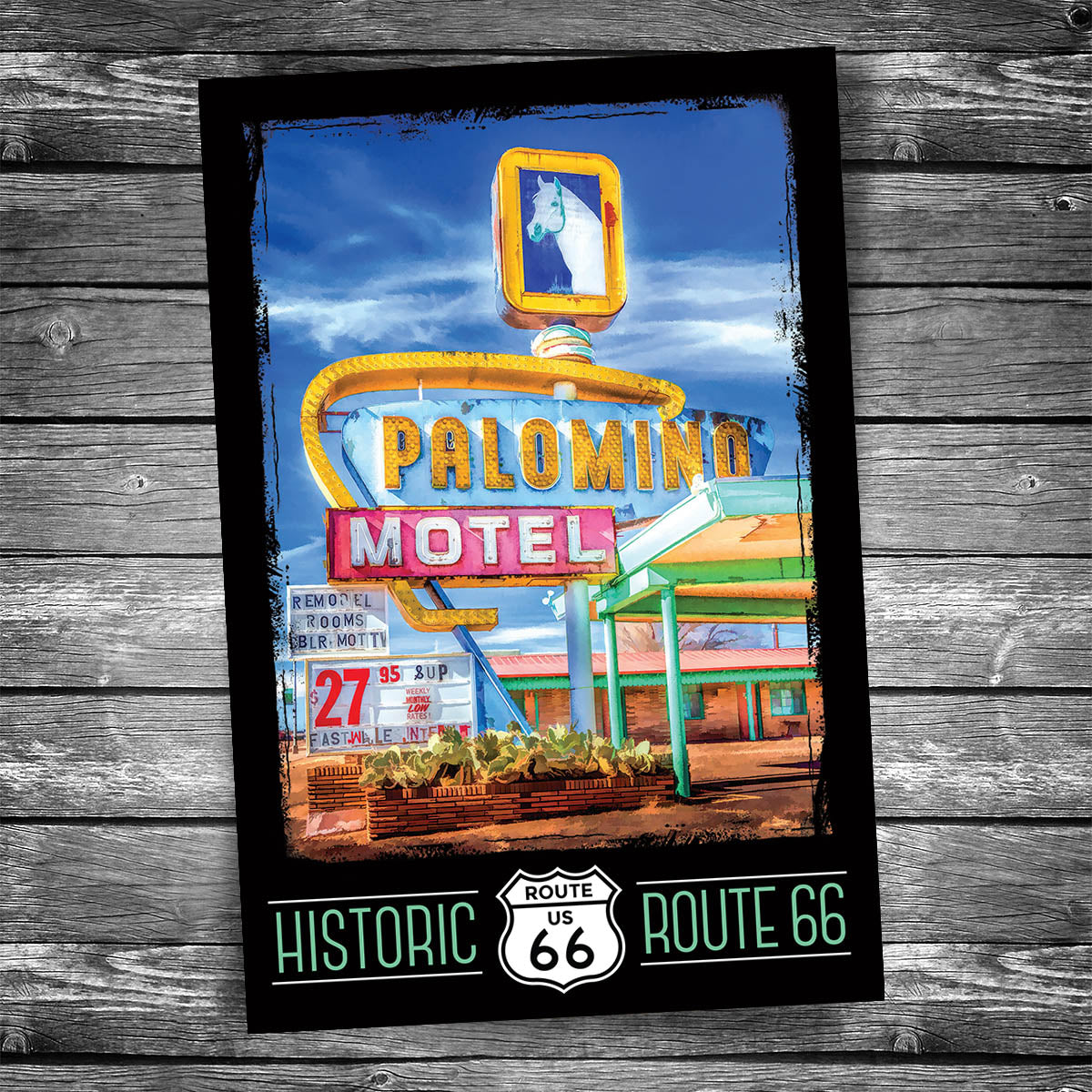 Route 66 Palomino Motel Postcard