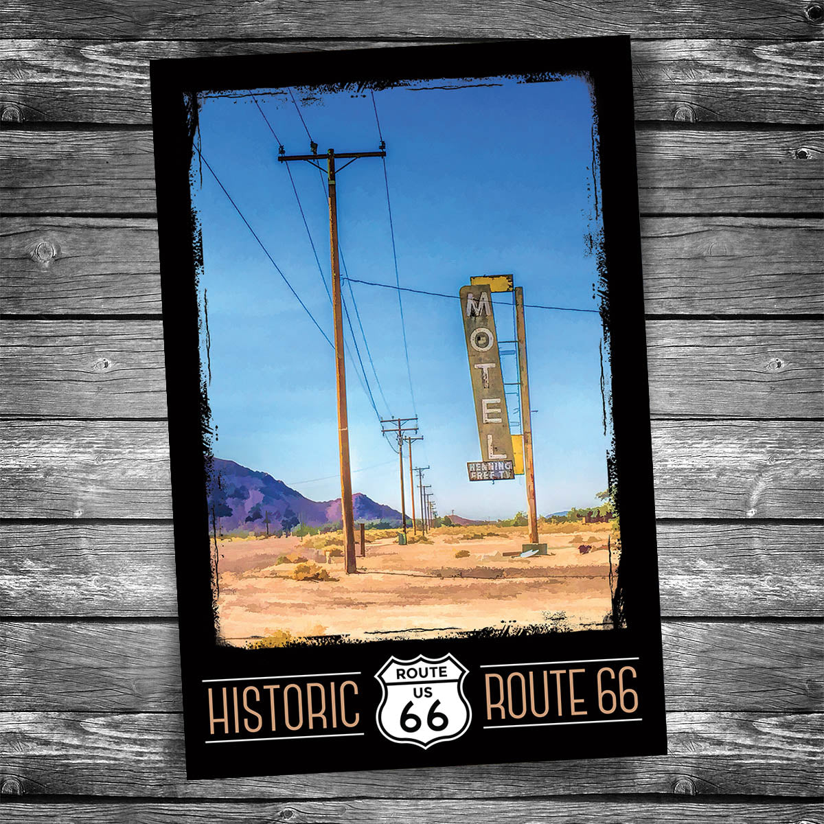 Route 66 Abandoned Henning Motel Sign Postcard