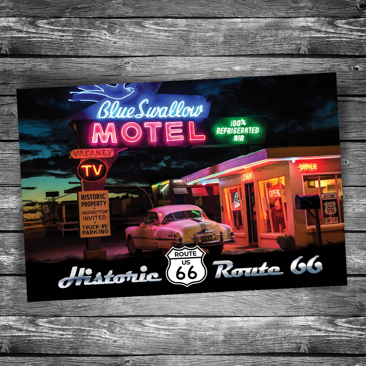 Route 66 Blue Swallow Motel Postcard