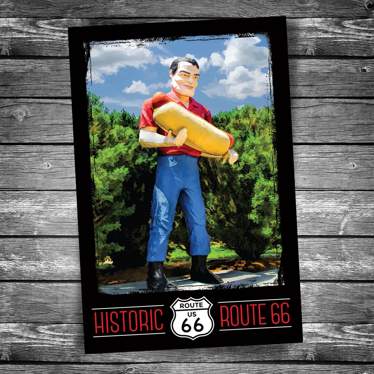 Route 66 Tall Paul Muffler Man Postcard