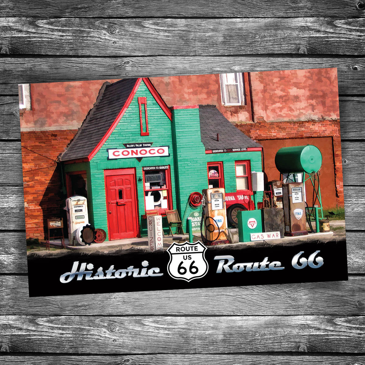 Route 66 Allen's Fillin' Station Postcard