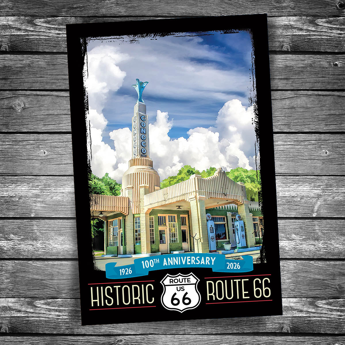 Route 66 Conoco Tower Station Postcard - 100th Anniversary