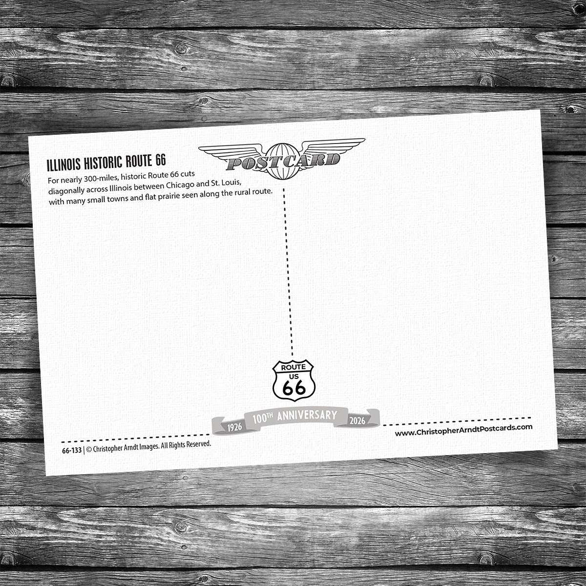 Greetings from Route 66 Illinois Map Postcard - 100th Anniversary