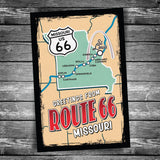 Greetings from Route 66 Missouri Map Postcard