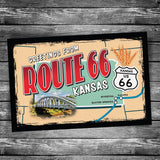 Greetings from Route 66 Kansas Map Postcard