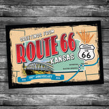 Greetings from Route 66 Kansas Map Postcard - 100th Anniversary