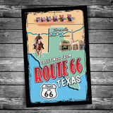 Greetings from Route 66 Texas Map Postcard