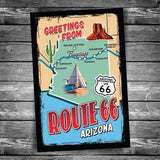 Greetings from Route 66 Arizona Map Postcard