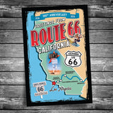 Greetings from Route 66 California Map Postcard - 100th Anniversary