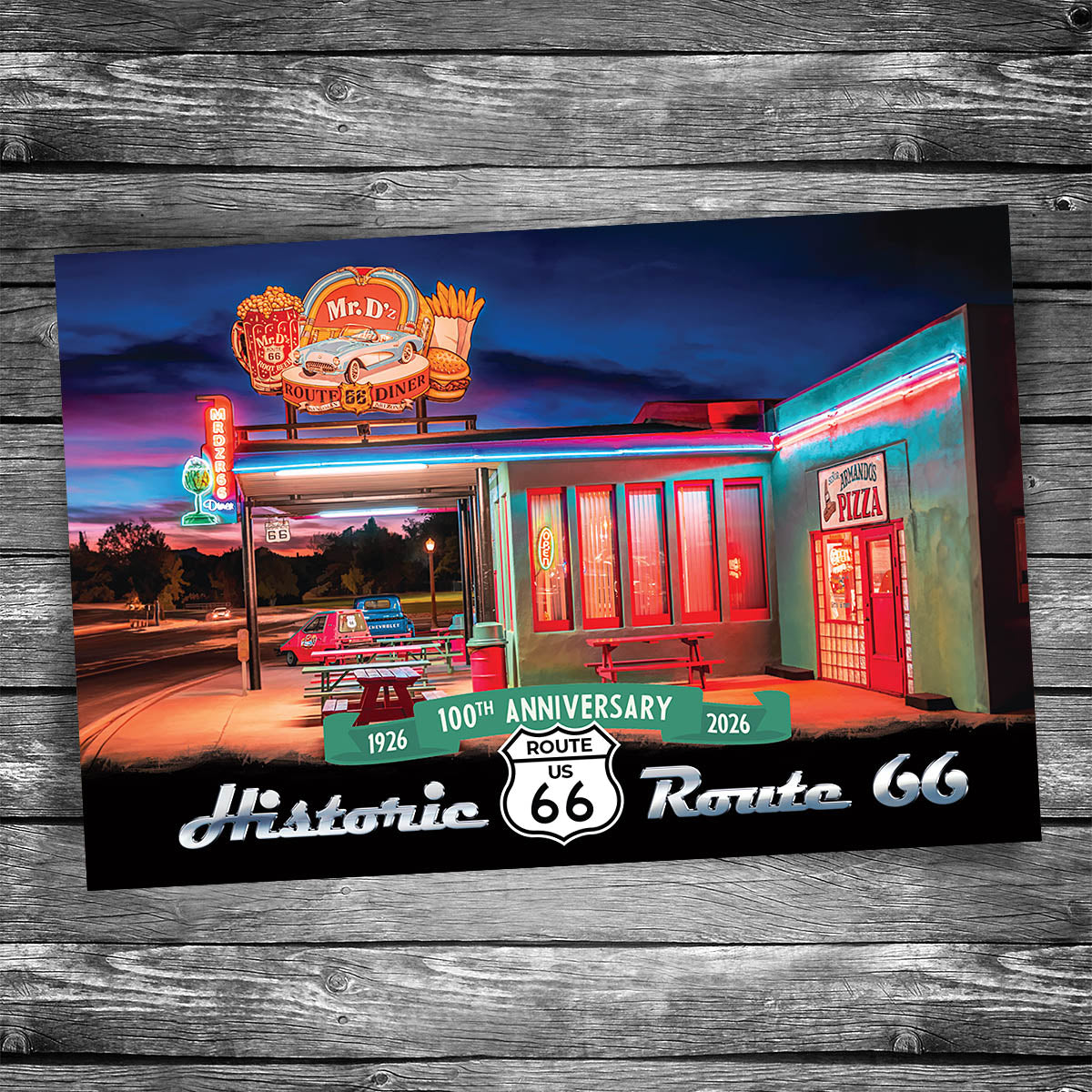 Mr. D'z Route 66 Diner Postcard - 100th Anniversary