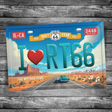 I Love Route 66 License Plate Postcard - 100th Anniversary