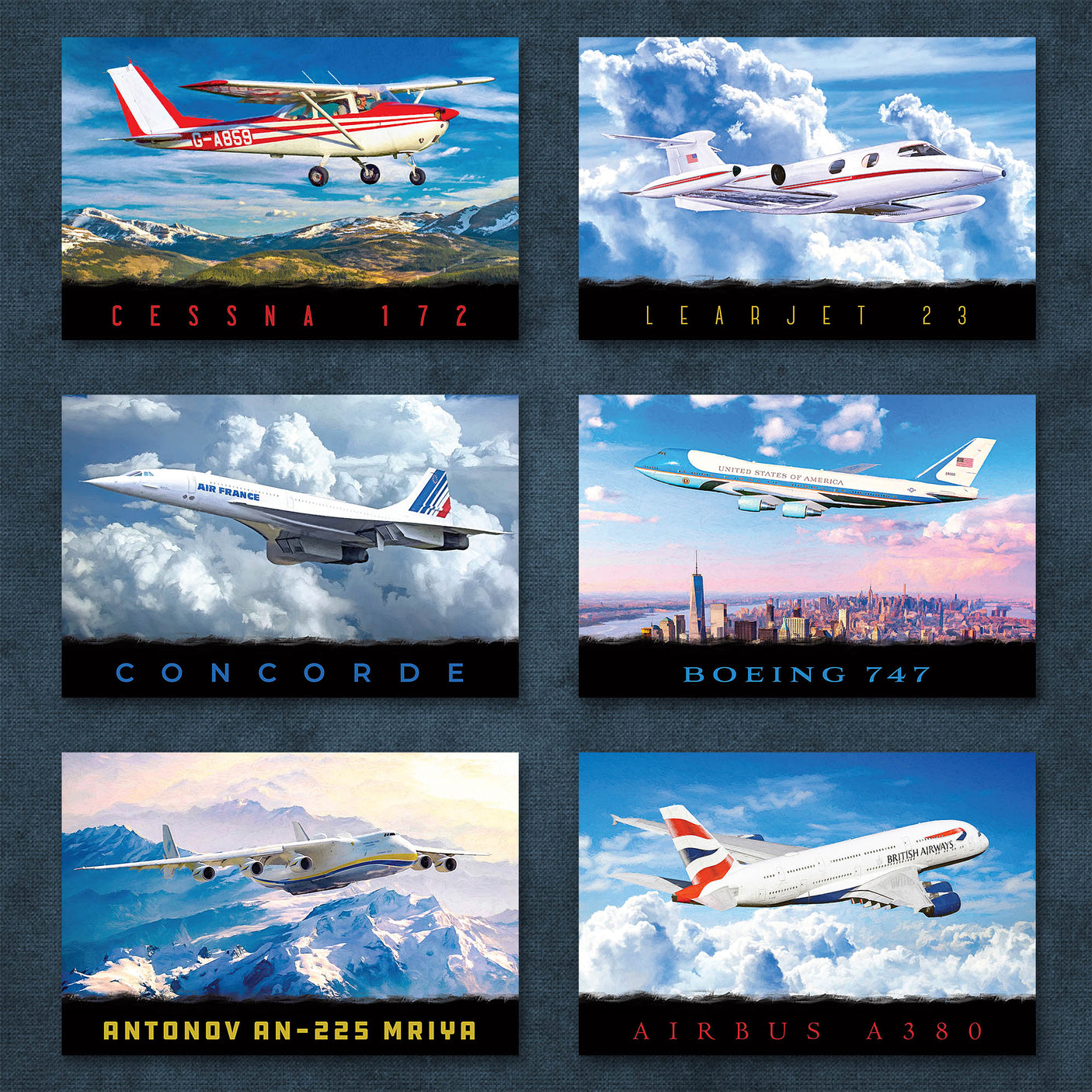 Airplanes of Aviation History Postcards | Set of 16