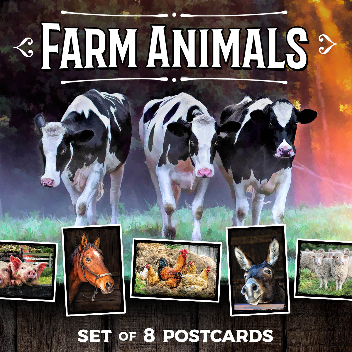 Farm Animal Postcards | Set of 8