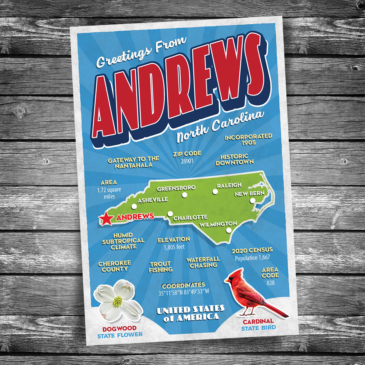 Greetings from Andrews NC Postcard | Set of 8