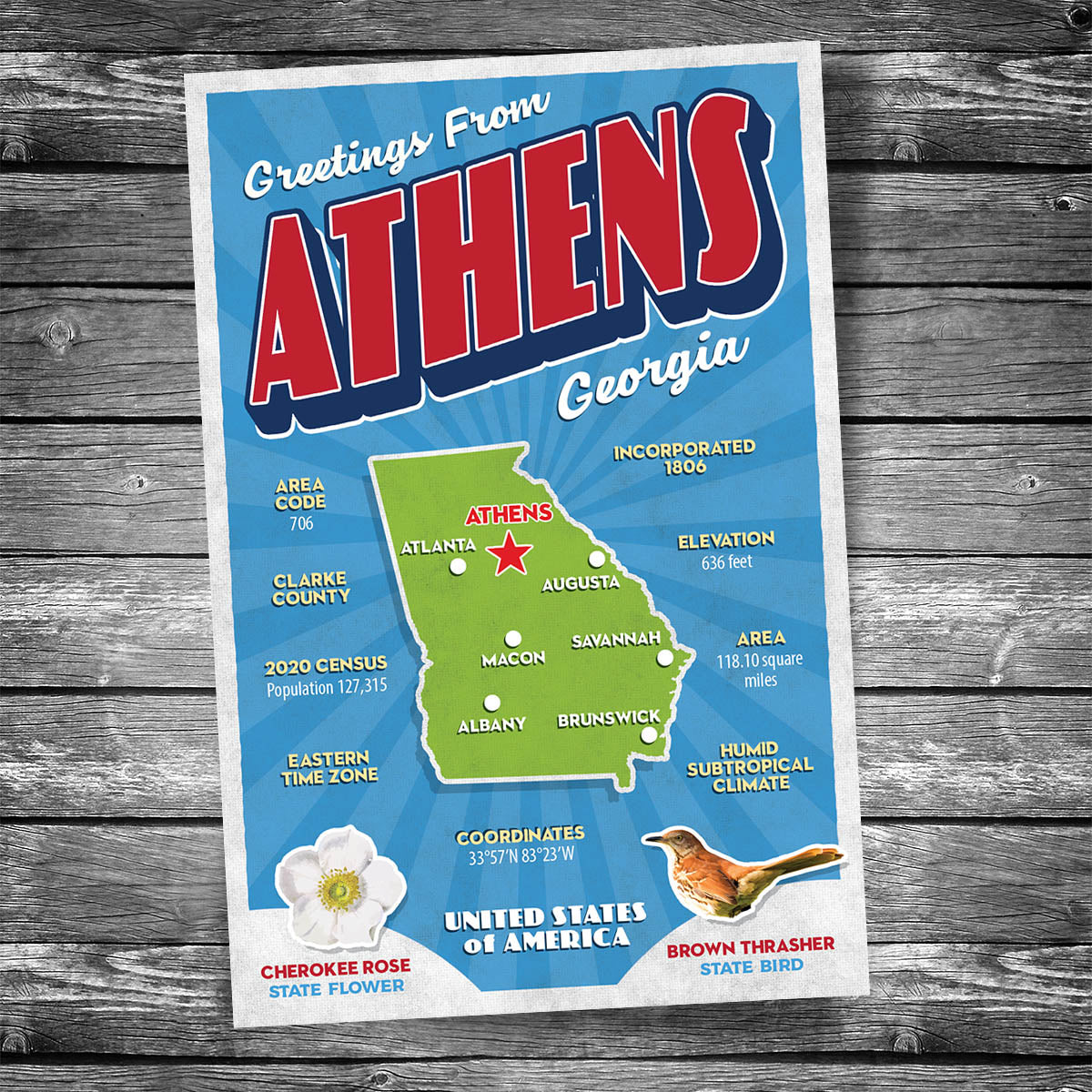 Greetings from Athens GA Postcard | Set of 8