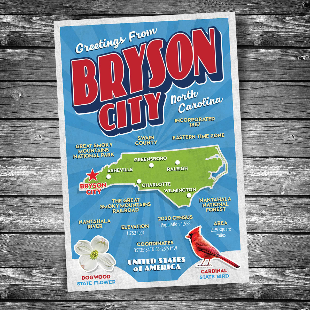 Greetings from Bryson City NC Postcard | Set of 8