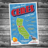 Greetings from Ceres CA Postcard | Set of 8