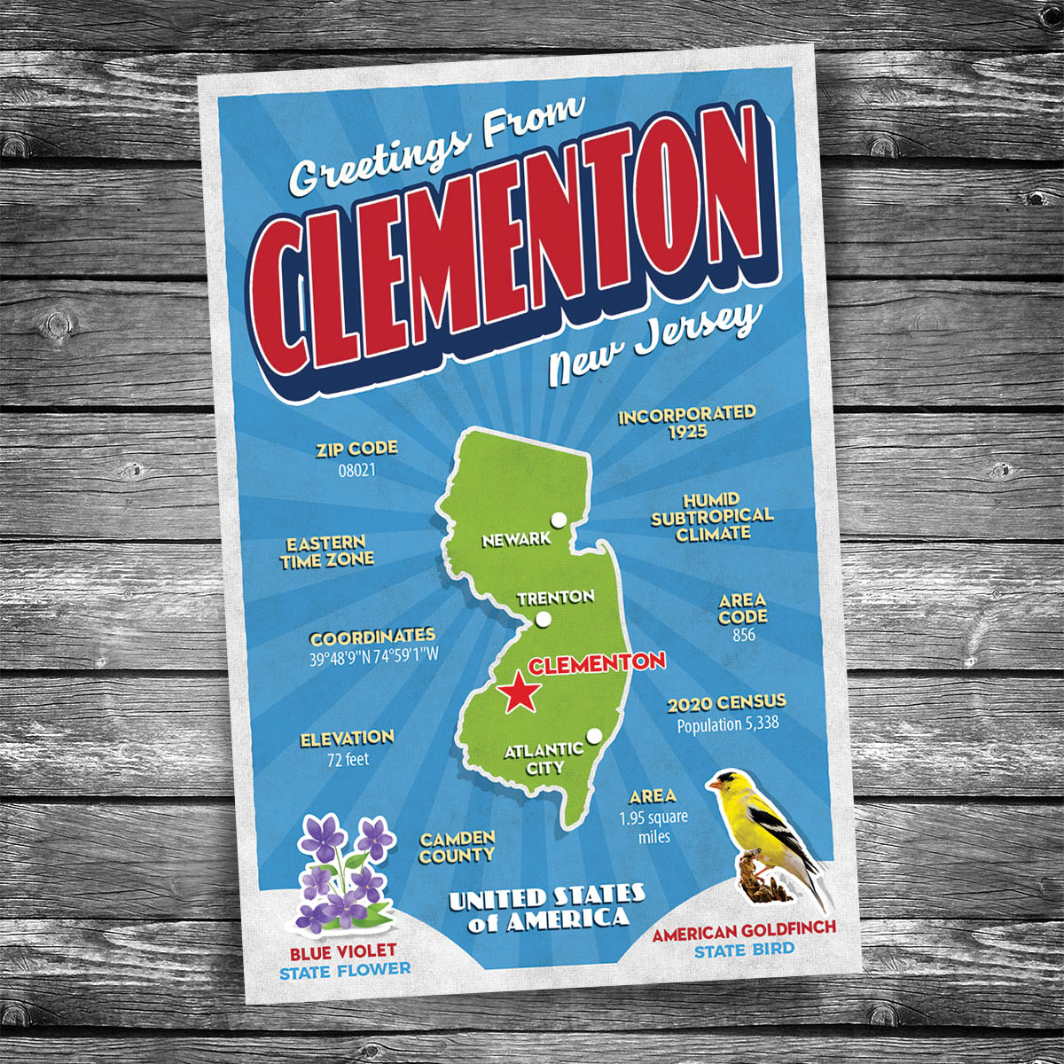 Greetings from Clementon NJ Postcard | Set of 8