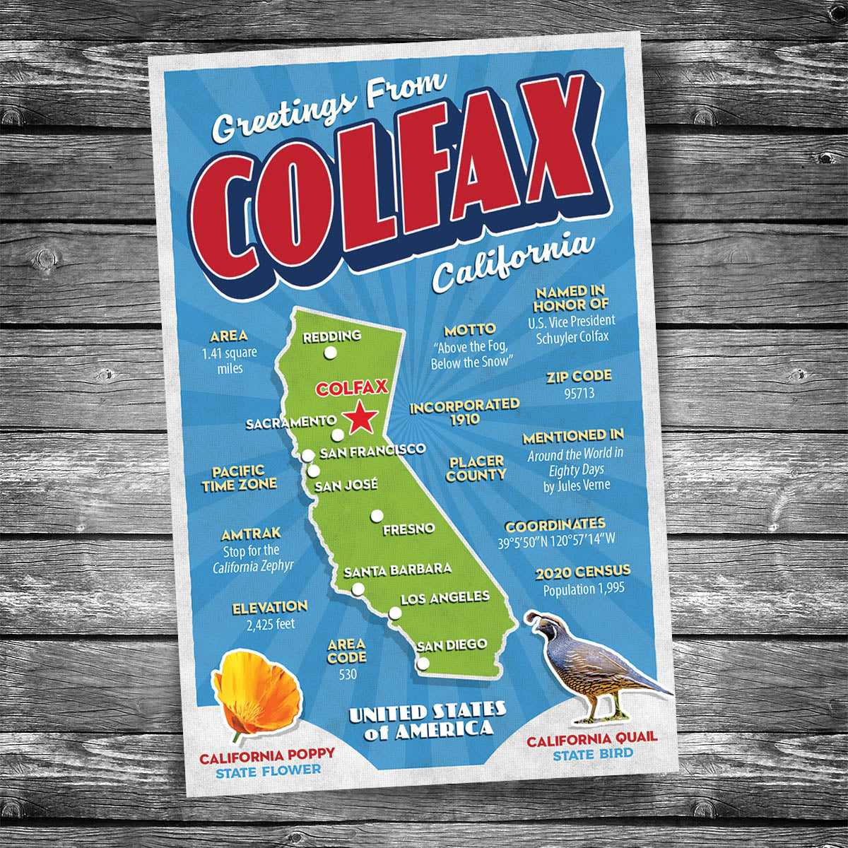 Greetings from Colfax CA Postcard | Set of 8