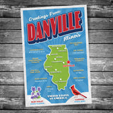 Greetings from Danville IL Postcard | Set of 8