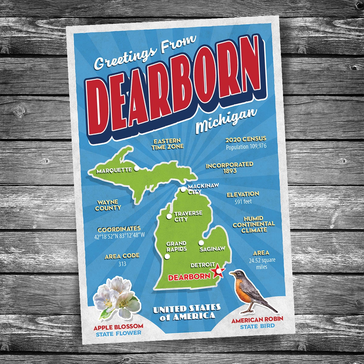 Greetings from Dearborn MI Postcard | Set of 8