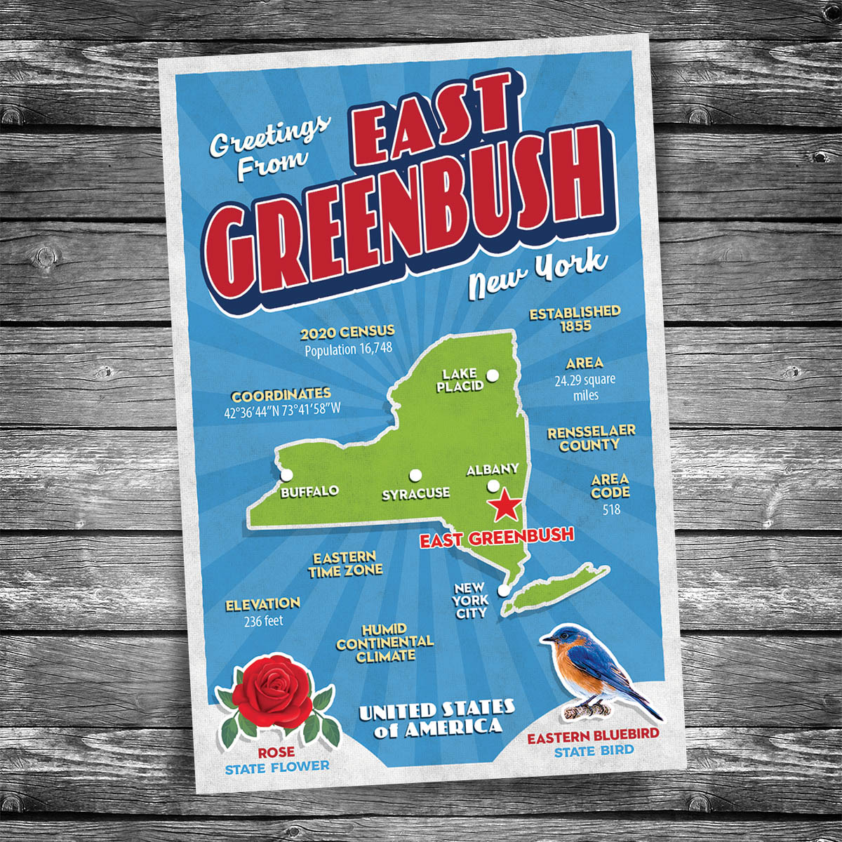 Greetings from East Greenbush NY Postcard | Set of 8