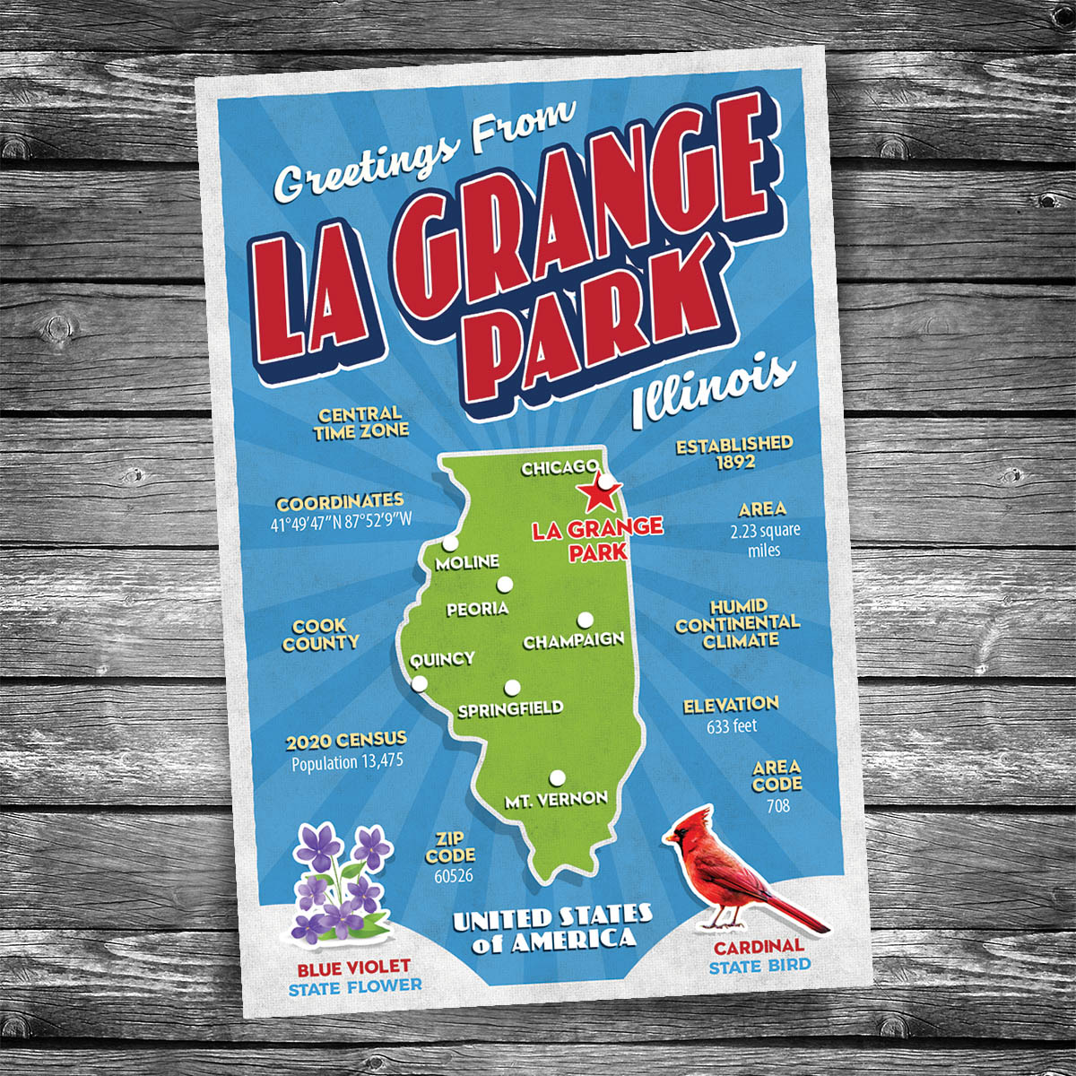 Greetings from La Grange Park IL Postcard | Set of 8