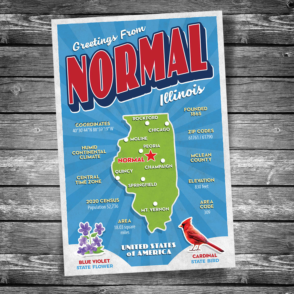 Greetings from Normal IL Postcard | Set of 8