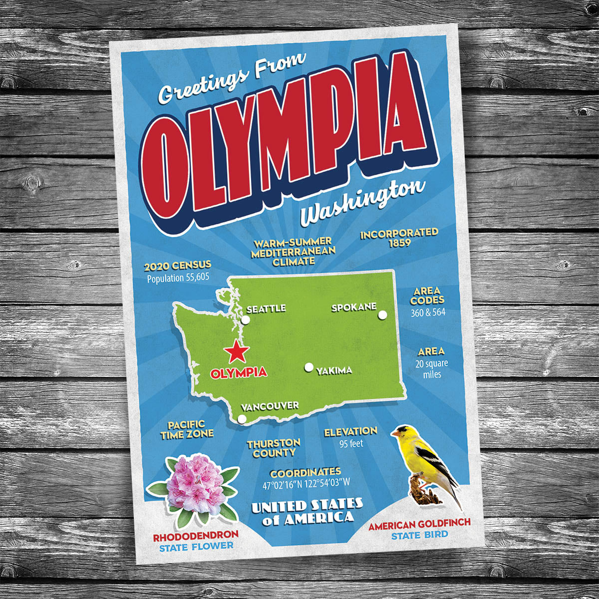 Greetings from Olympia WA Postcard | Set of 8
