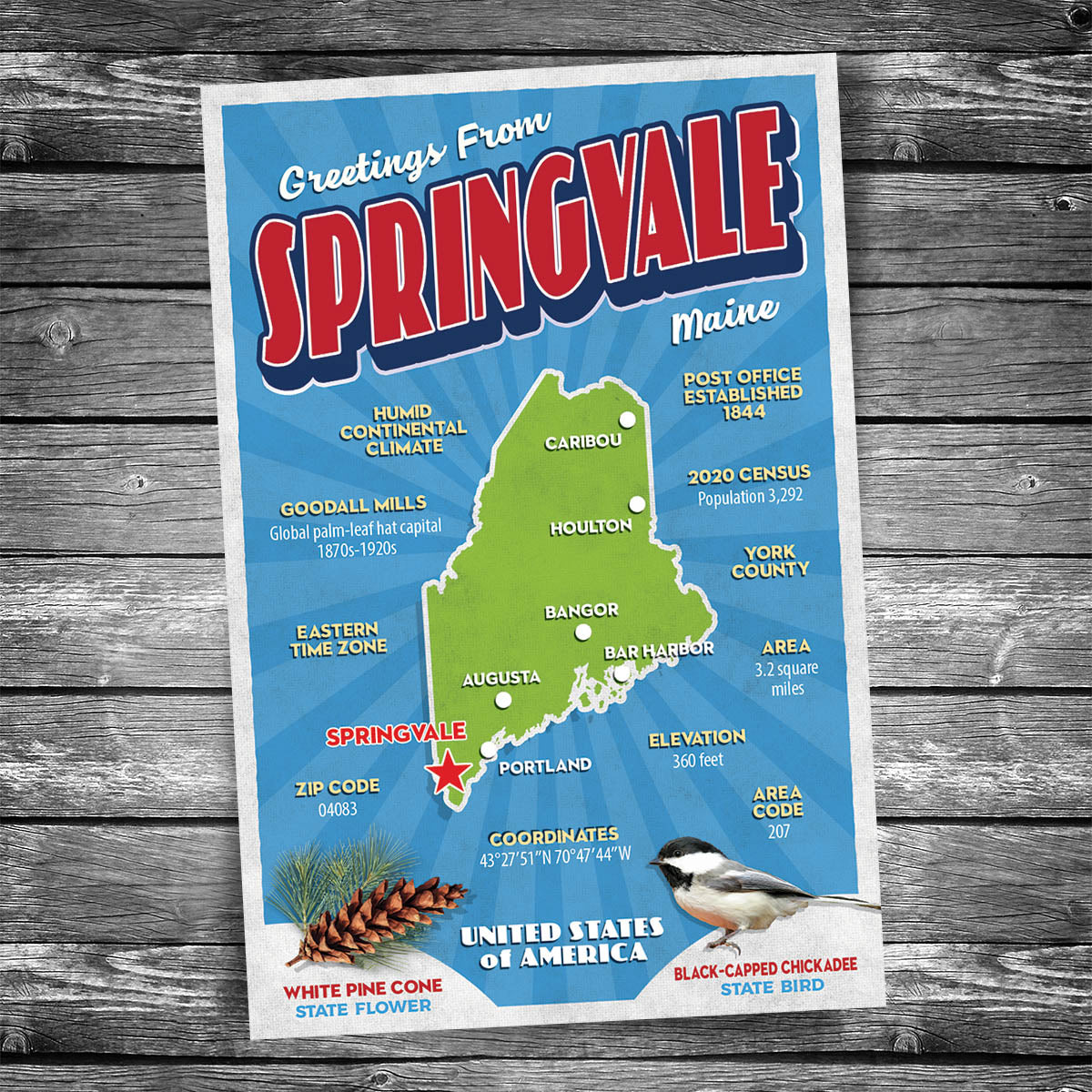 Greetings from Springvale ME Postcard | Set of 8