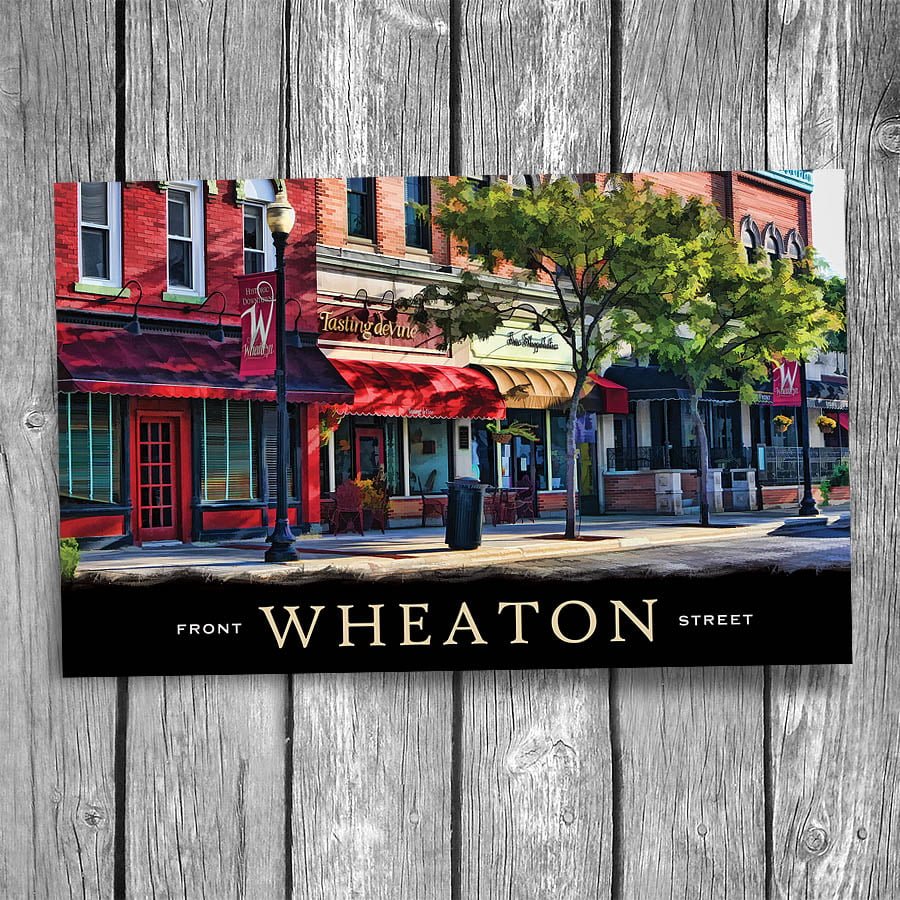 Downtown Wheaton Front Street Postcard