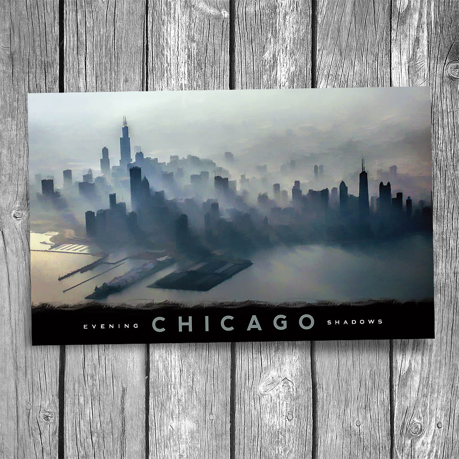 Chicago Skyline Shadows Postcard