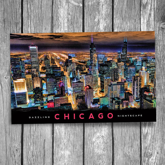 Chicago at Night Postcard