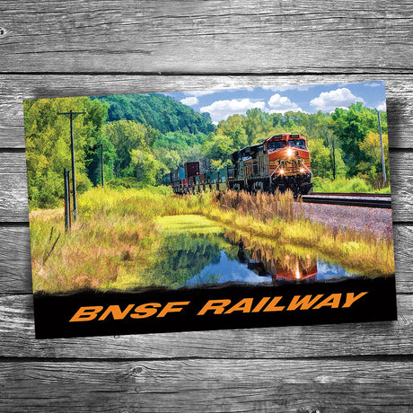 BNSF Freight Train Reflection Postcard