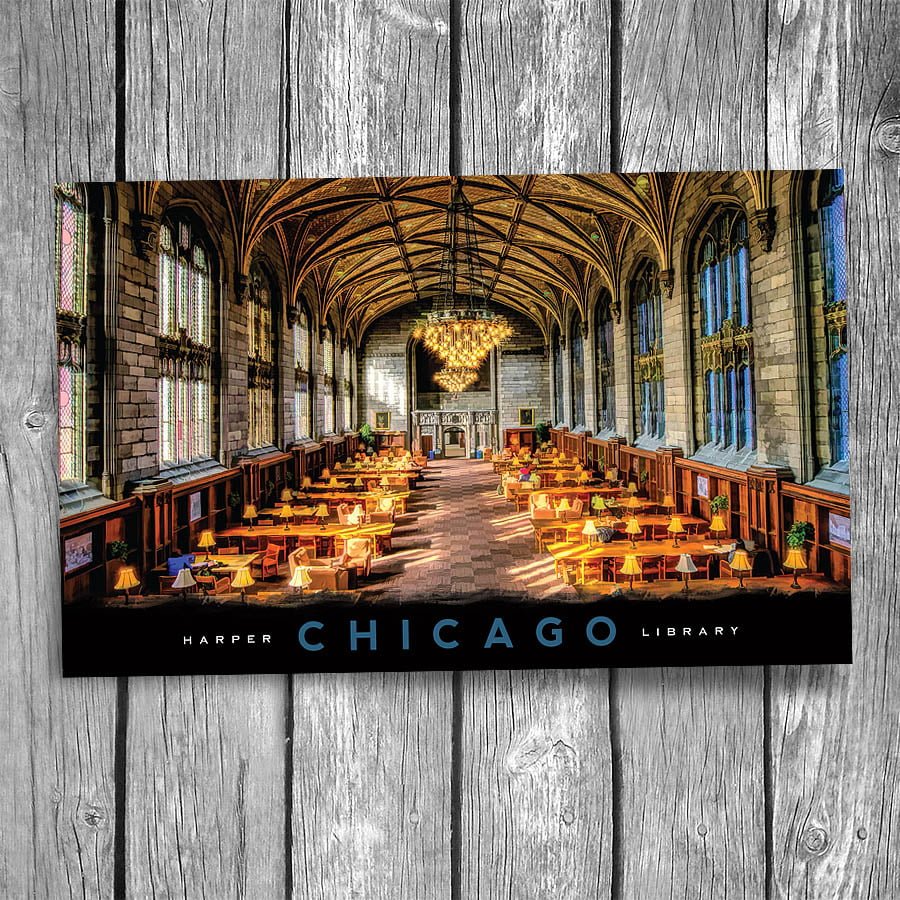 University of Chicago Harper Library Postcard