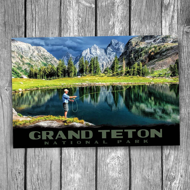 Grand Teton National Park Fly Fishing Postcard