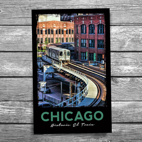 Chicago "L" Train S-Curve Postcard